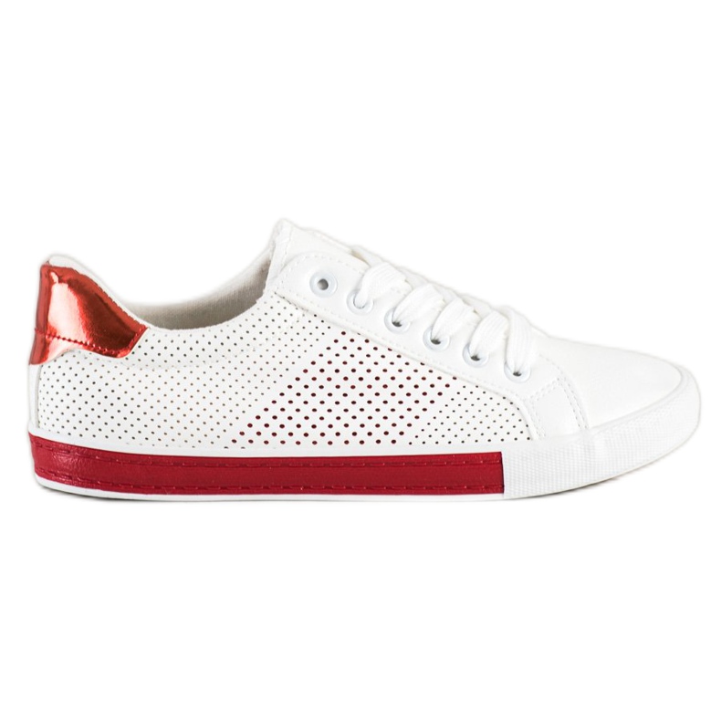 SHELOVET Tênis Openwork Com Uma Inserção Vermelha branco