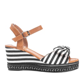 Sandálias de cunha pretas e brancas da Dulce branco preto