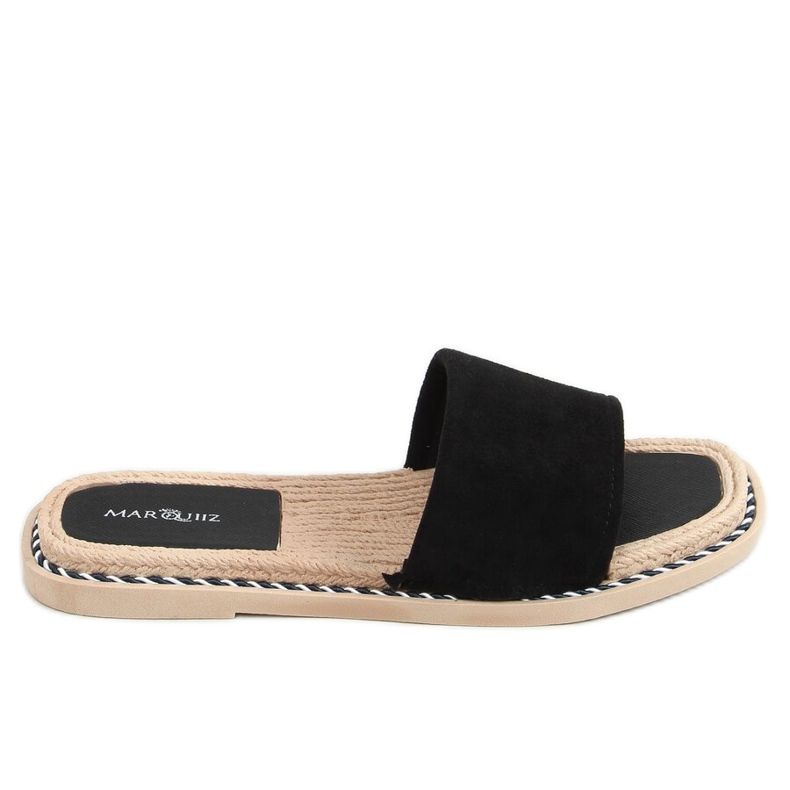 Chinelos femininos negros de camurça pretos 1096 pretos