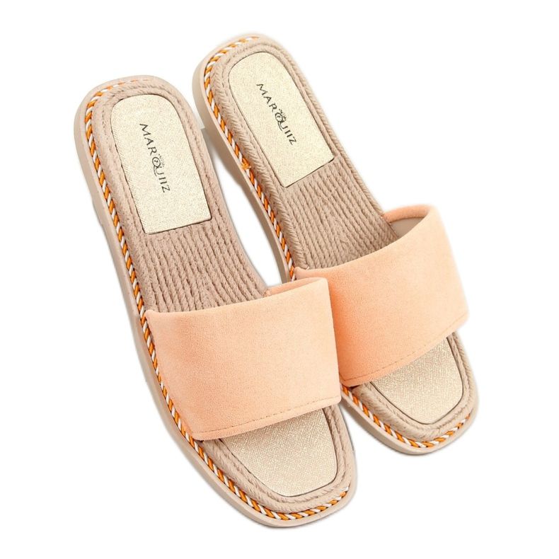 Chinelos femininos de camurça de damasco laranja 1096 multicolorido