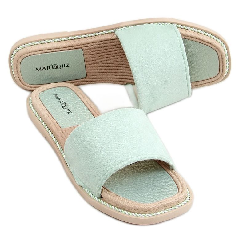 Chinelos femininos de camurça e hortelã 1096 verde