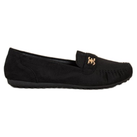 Fama Mocassins de camurça com enfeite preto