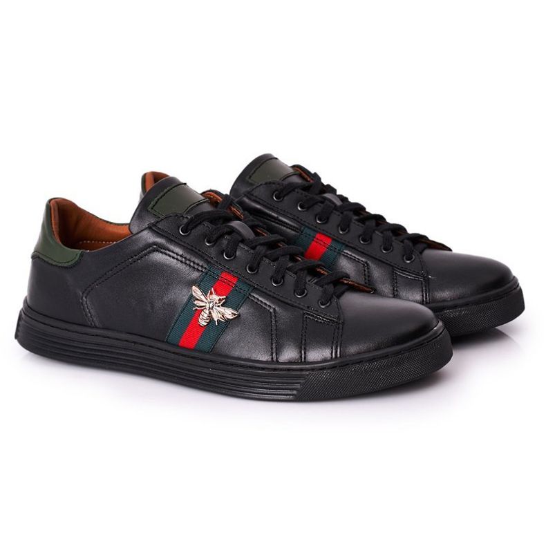 Bednarek Polish Shoes Tênis de couro masculino de couro preto bednarek preto