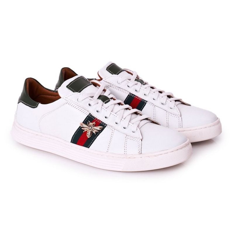 Bednarek Polish Shoes Sapatilhas masculinas de couro branco bednarek