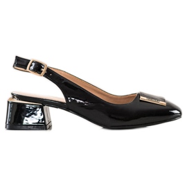 Filippo Bombas pretas com couro ecológico preto