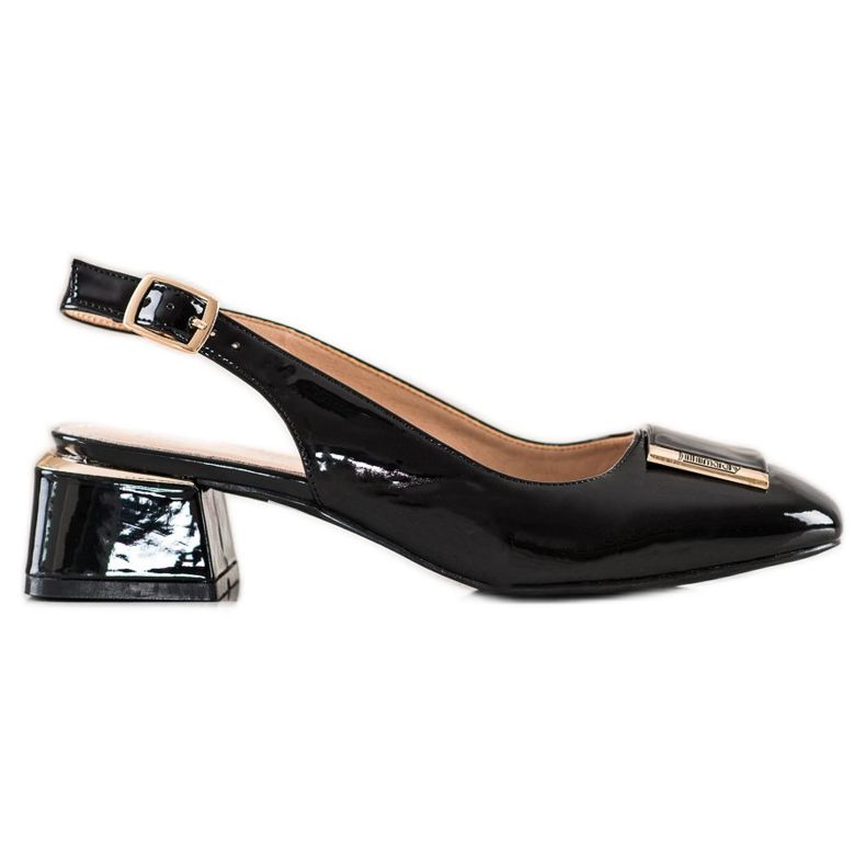 Filippo Bombas pretas com couro ecológico preto