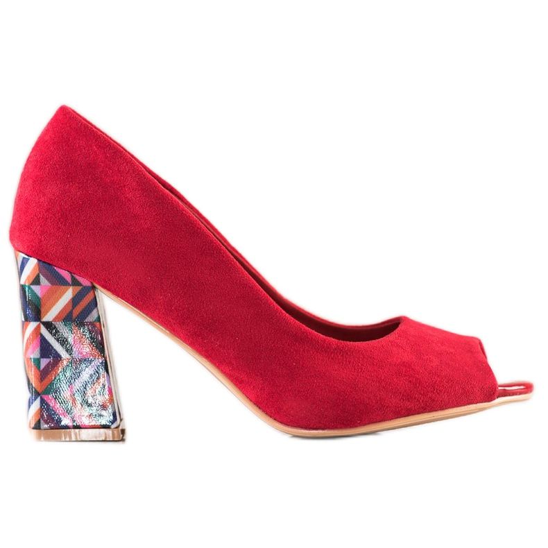 Sabatina Bombas Open Toe Com Salto Decorativo vermelho