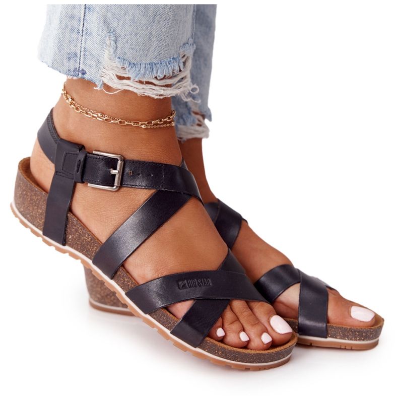 Sandálias pretas com solado de cortiça Big Star DD274A009 preto