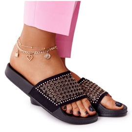 EVE Chinelos de borracha pretos Tonya com lantejoulas