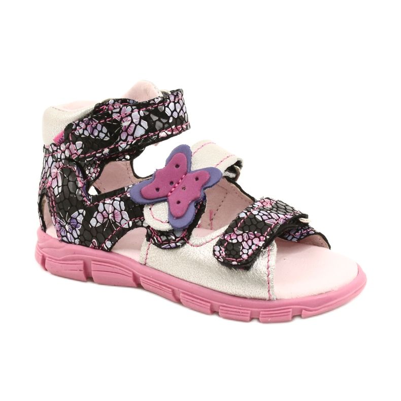 Mazurek Sandálias de couro para meninas altos preventivos 291 com uma borboleta prata