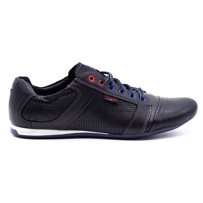Lemar Sapatos de couro masculino 882 grão azul marinho escuro