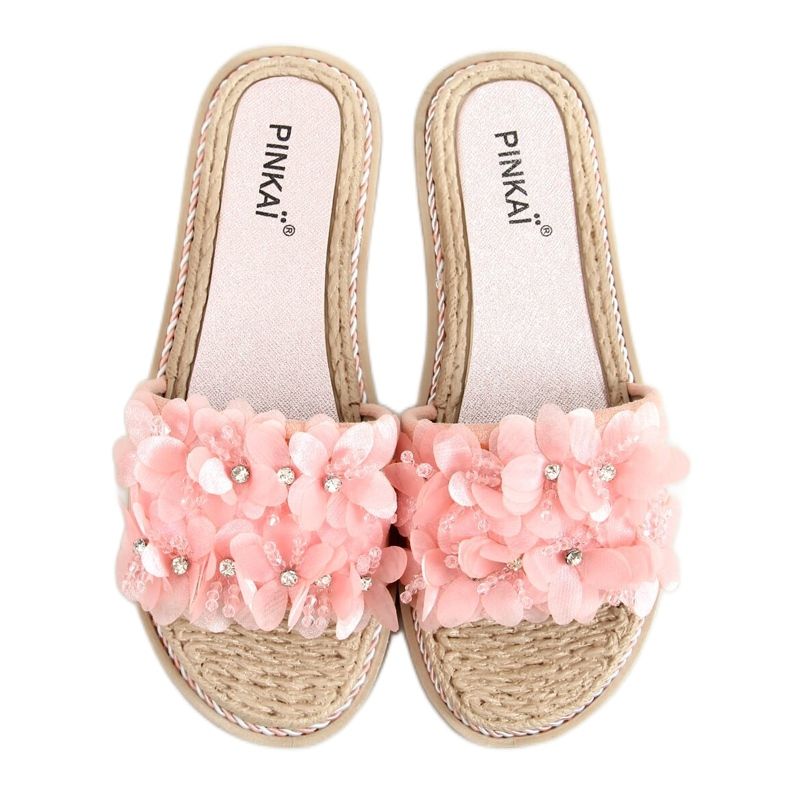 Chinelos com flores rosa LS003 rosa