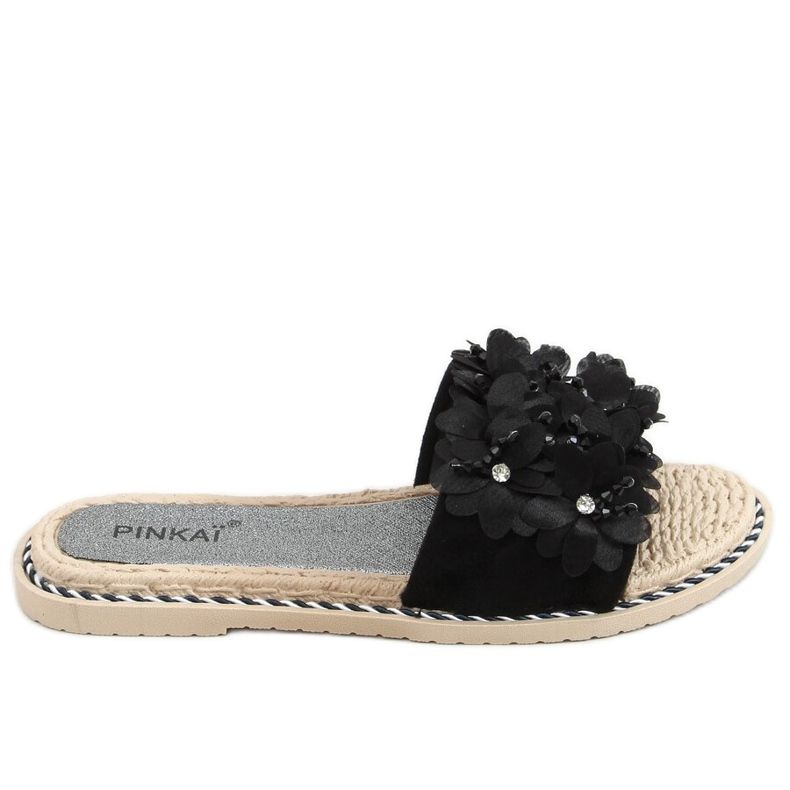 Sapatilhas pretas LS003 pretas com flores preto