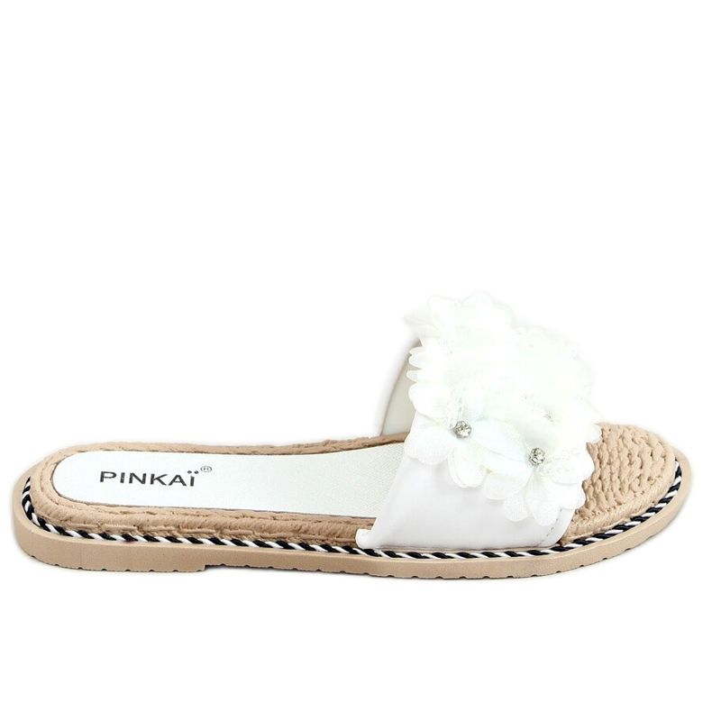 Chinelos LS003 de flores brancas branco