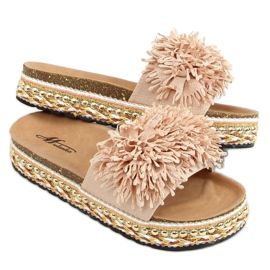 Chinelos bege 2260 bege na sola decorada