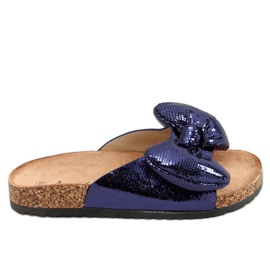 Chinelos Mickey com um laço N-79 Blue azul marinho