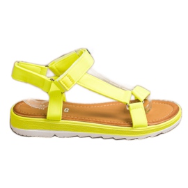 SHELOVET Sandálias elegantes com velcro amarelo