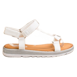 SHELOVET Sandálias elegantes com velcro branco