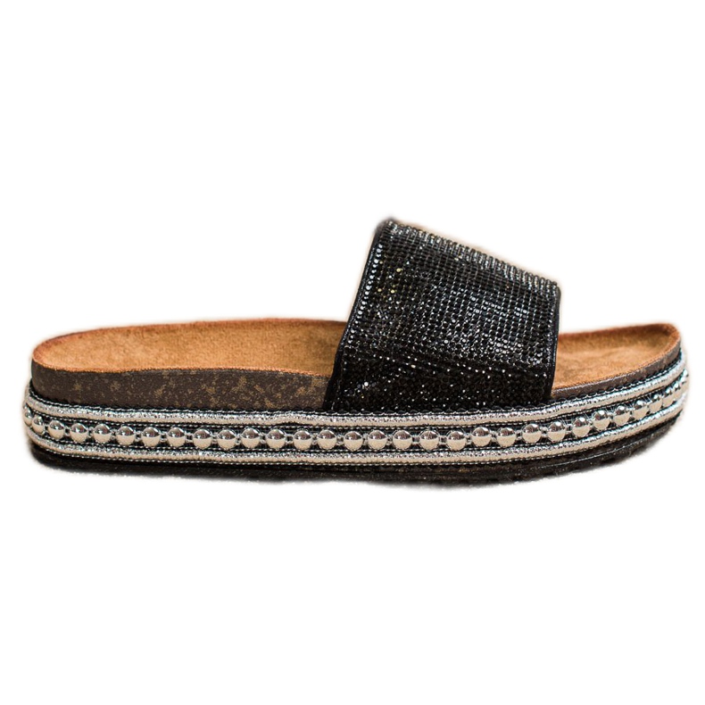 SHELOVET Chinelos de cristal da moda preto