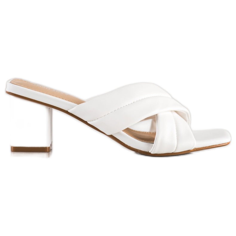 Small Swan Chinelos elegantes de couro ecológico branco