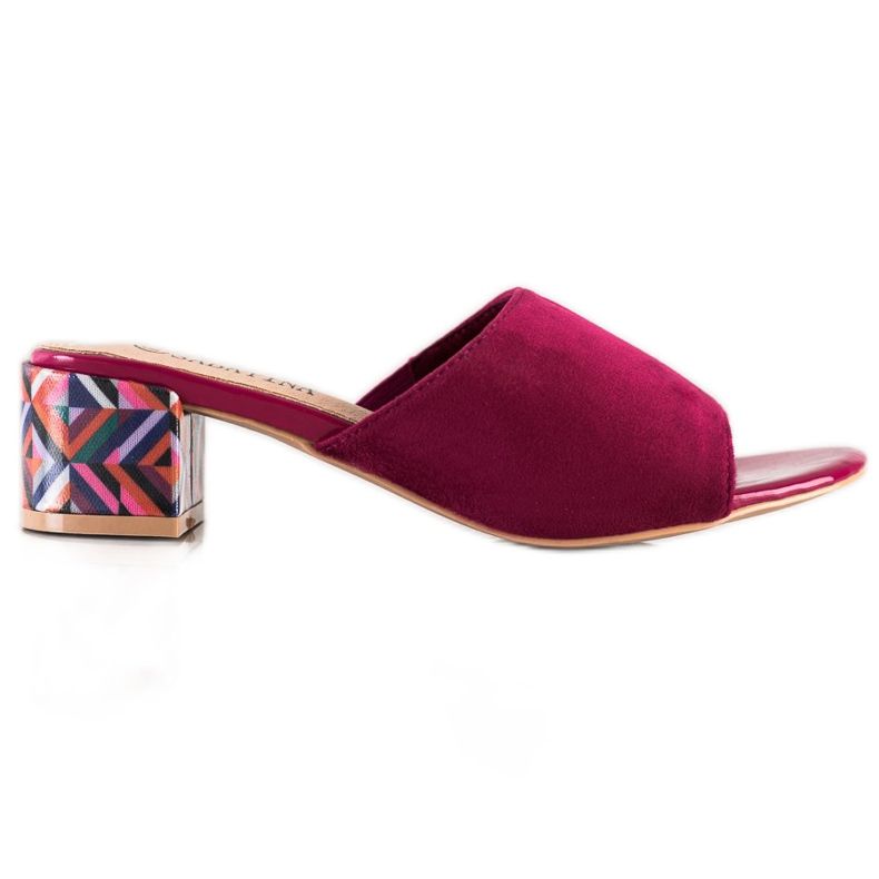 Sabatina Chinelos de salto estampado rosa