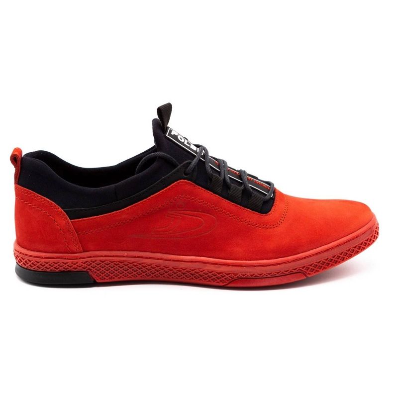 Polbut Sapatos casuais masculinos de couro K24 vermelho nobuck