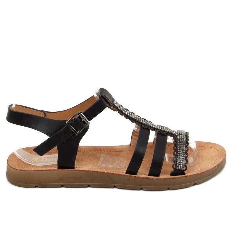 Sandálias femininas pretas L-375 pretas preto