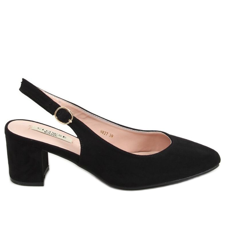 Bombas pretas com salto aberto preto 9R27 preto