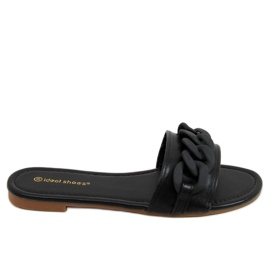 Chinelos pretos com corrente 7857 Black Chinelos pretos com corrente 7857 Black