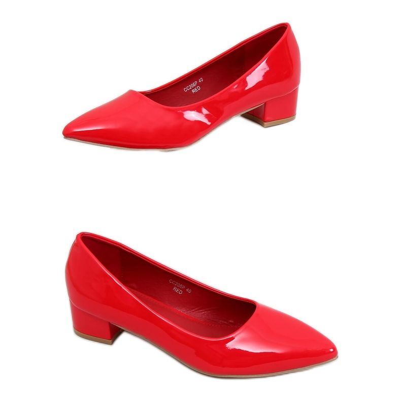 Red Pumps de salto baixo vermelho CC206P Vermelho