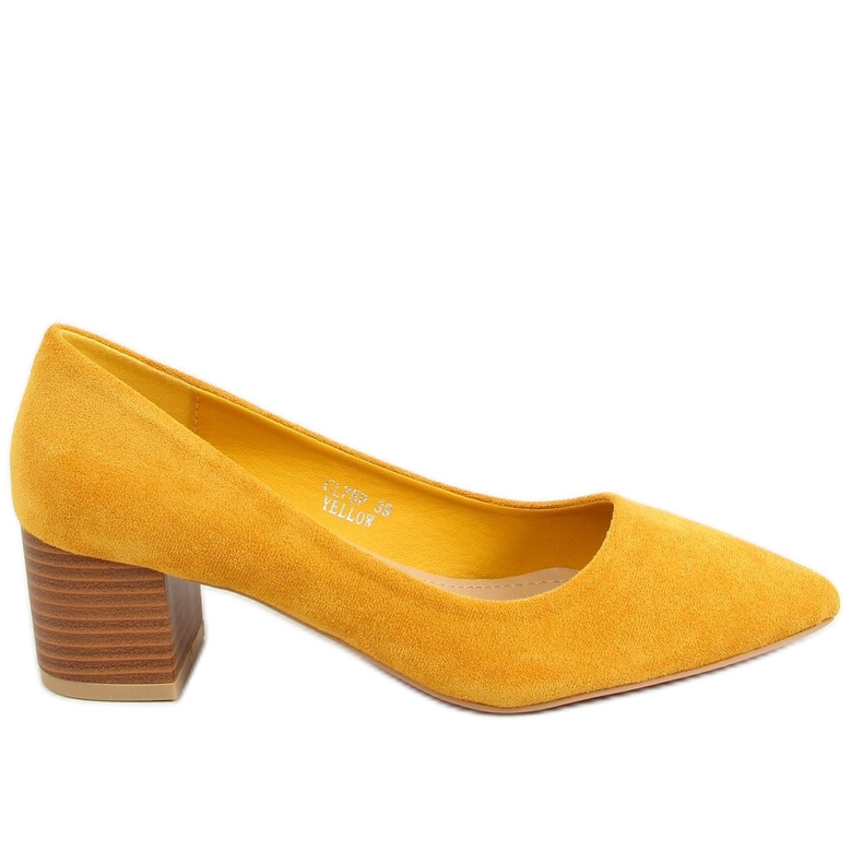 Bombas em salto de madeira CL75P Amarelo mel