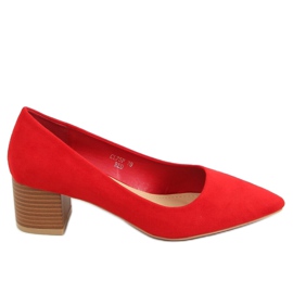 Bombas com salto de madeira vermelho CL75P Vermelho