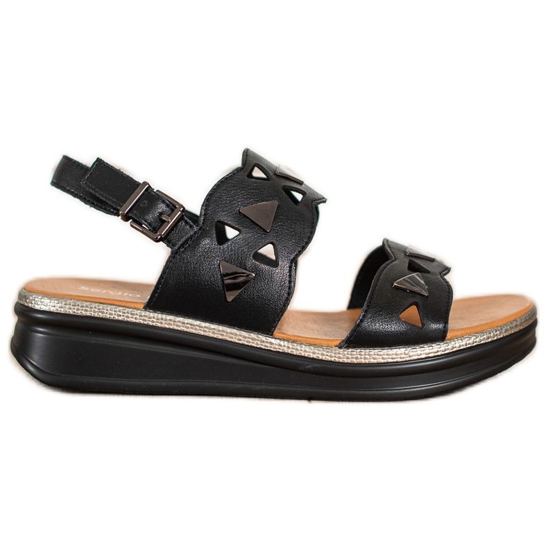 Sandálias pretas na plataforma Sergio Leone preto