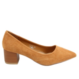 Bombas em camelo de salto de madeira CL75P Camel castanho