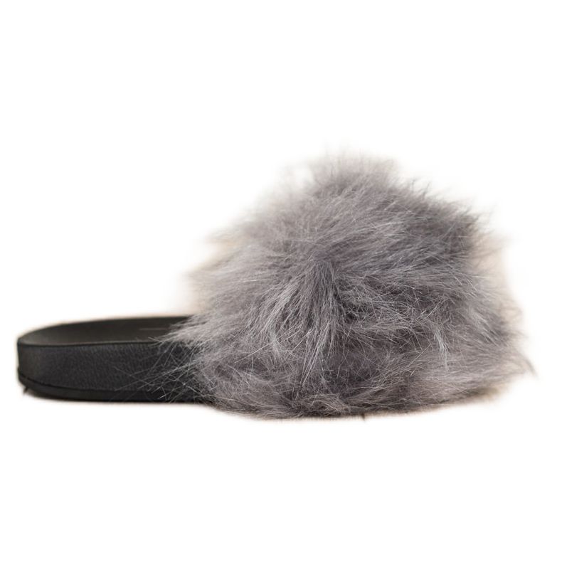 SHELOVET Chinelos elegantes com pele cinza