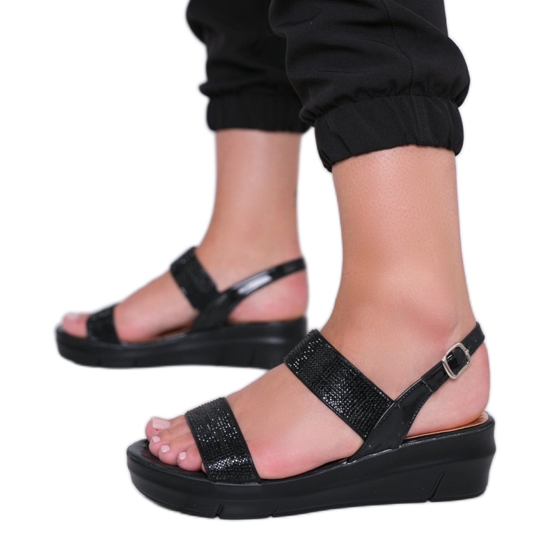 Sandálias de cunha Black Sweet Rasp preto