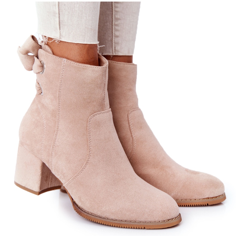 PJ1 Botas quentes femininas de salto Beige Kayla bege
