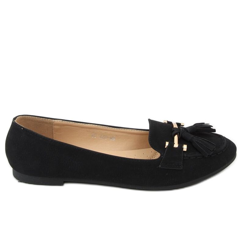 Mocassins femininos negros 99-08A Preto