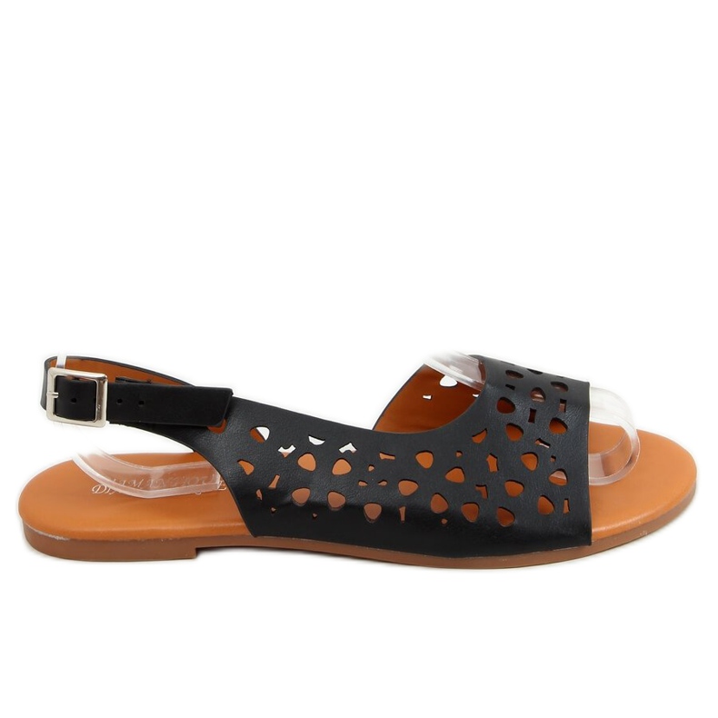 Sandálias pretas assimétricas perfuradas HY23-13 pretas preto