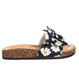 SHELOVET Chinelos elegantes com flores preto