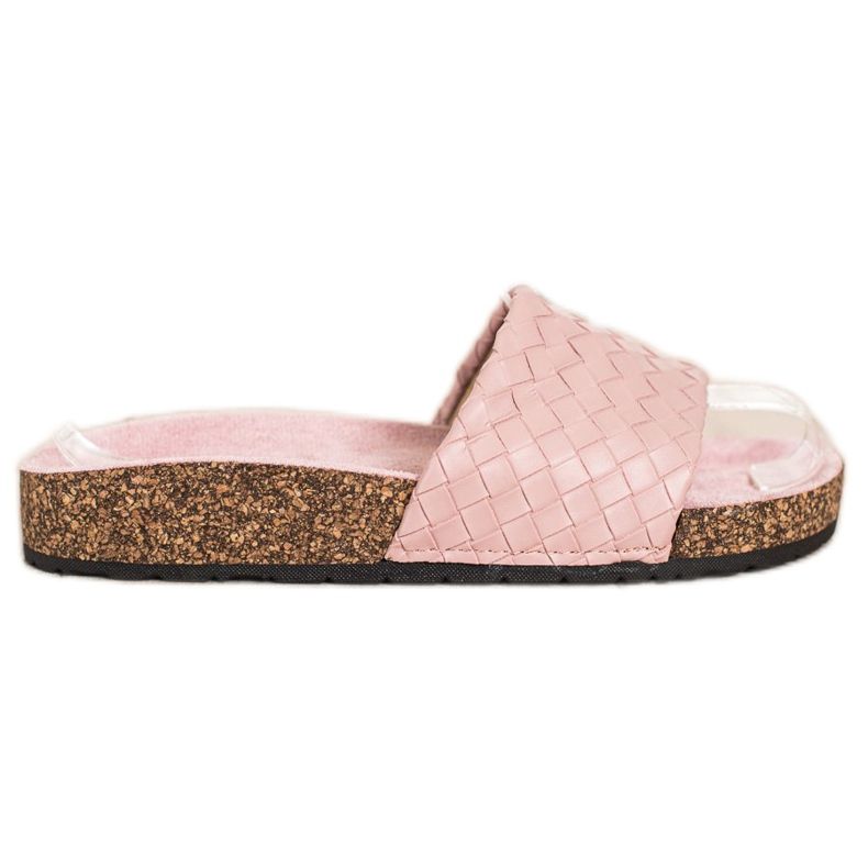 SHELOVET Chinelos trançados elegantes rosa