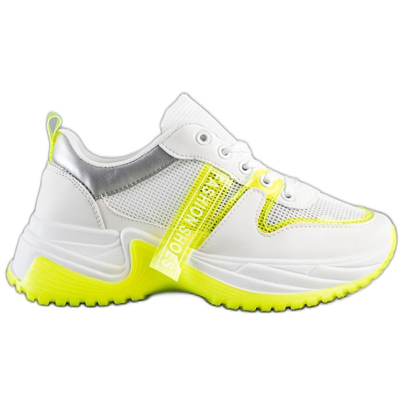 SHELOVET Tênis Com Malha Moda Calçados branco amarelo