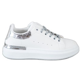 SHELOVET Tênis com laço brilhante branco