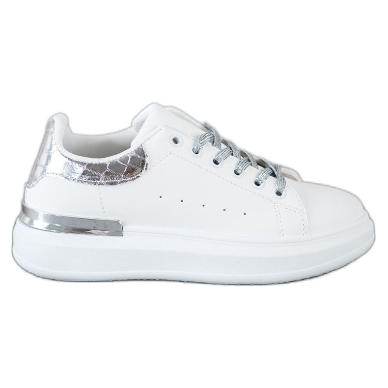 SHELOVET Tênis com laço brilhante branco