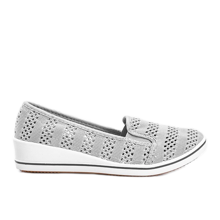 Tênis de cunha cinza perfurado Los Angeles