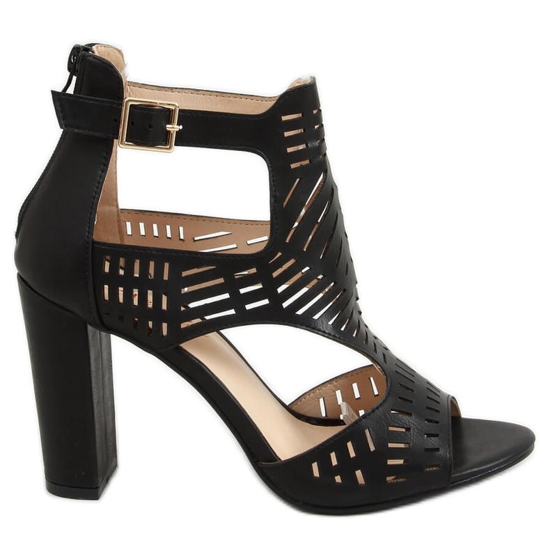 Sandálias pretas S-860 pretas com salto aberto preto