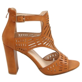 Sandálias de salto alto openwork camel S-860 Camel castanho