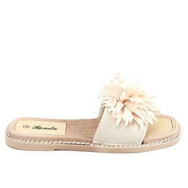 Chinelos bege com flores 35-218 Beige