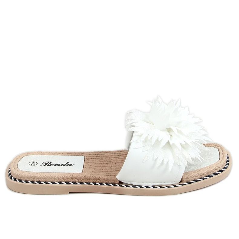 Chinelos brancos com flores 35-218 Branco Chinelos brancos com flores 35-218 Branco