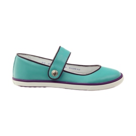 Sapatos de bailarina infantil Bartek 28368 turquesa verde roxo branco